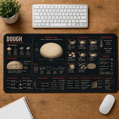 Pizza Dough Cooking Technique & Reference Guide Desk Mat | 5To9Vibe