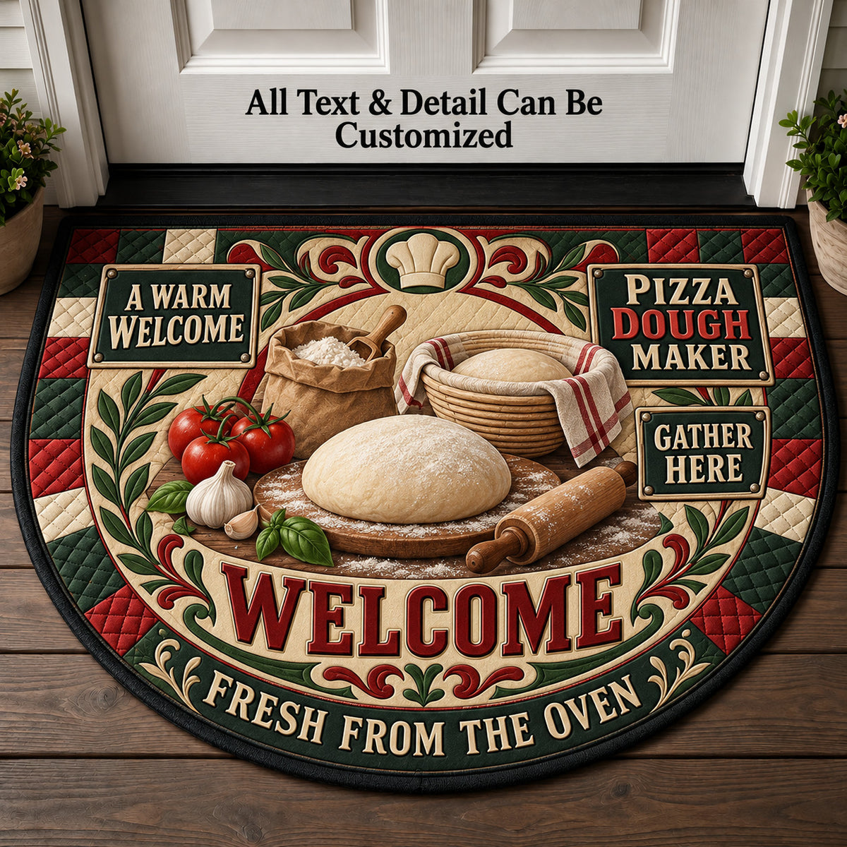 Pizza Dough Maker Personalized Half Round Mat | 5To9Vibe