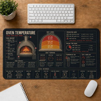 Pizza Oven Temperature Cooking Technique & Reference Guide Desk Mat | 5To9Vibe