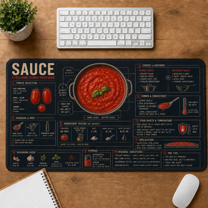 Pizza Sauce Cooking Technique & Reference Guide Desk Mat | 5To9Vibe