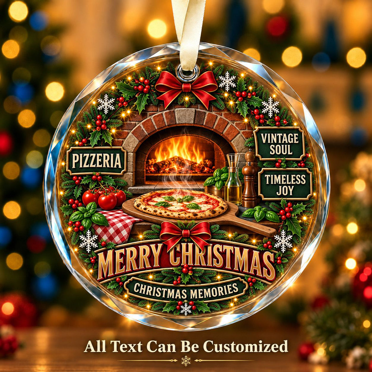 Pizzeria Personalized Glass Ornament | 5To9Vibe