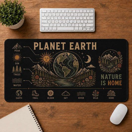 Planet Earth Hippie Desk Mat Mouse Pad | 5To9Vibe - Planet Earth style