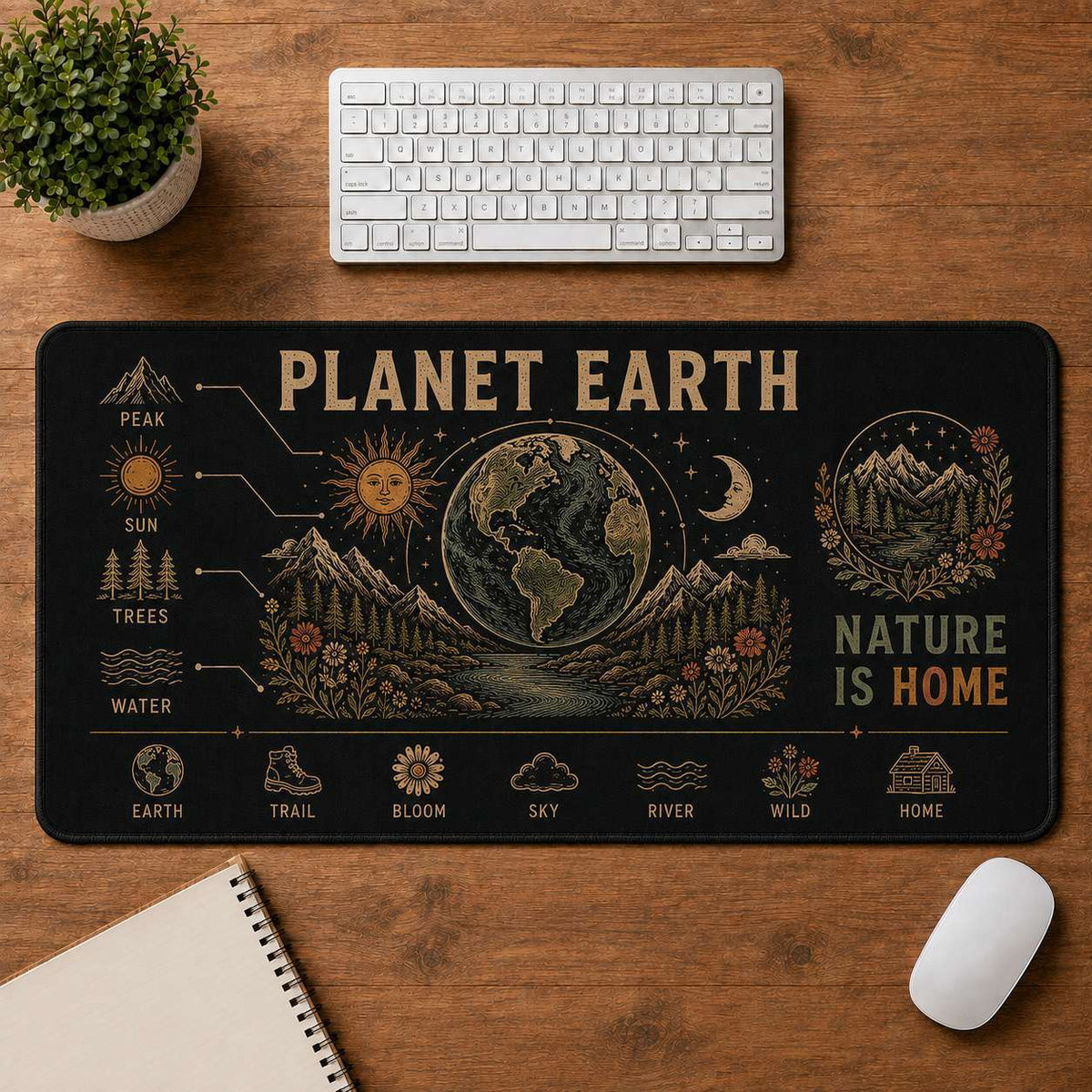 Desert Hippie Desk Mat Mouse Pad | 5To9Vibe - Planet Earth style