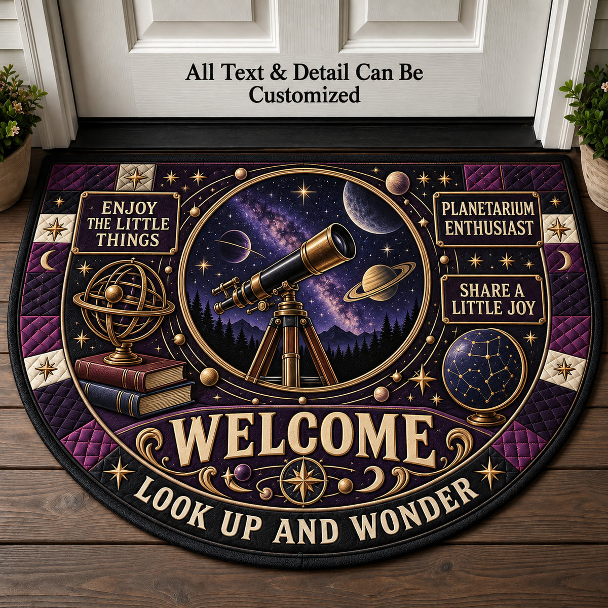 Planetarium Enthusiast Personalized Half Round Mat | 5To9Vibe