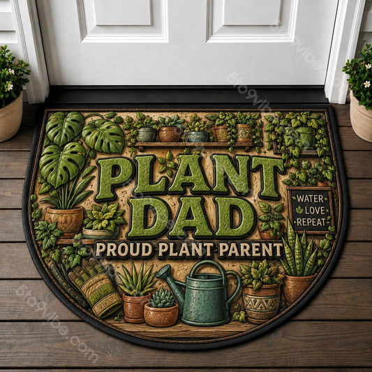 Plant Dad Proud Plant Parent Doormat - Plant Dad Botanical Garden Houseplant Welcome Mat - 5to9vibe