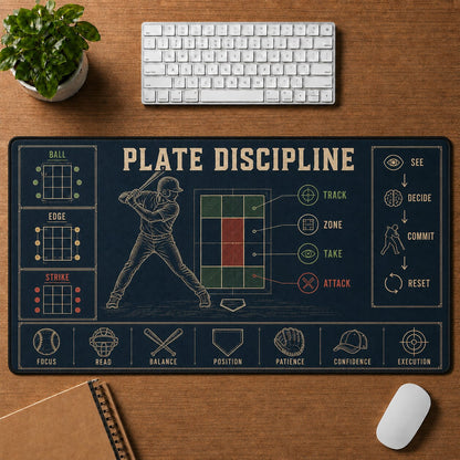 Plate Discipline Baseball Blueprint Desk Mat | 5To9Vibe