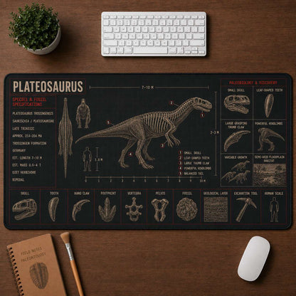 Plateosaurus Dinosaur Blueprint Desk Mat | 5To9Vibe