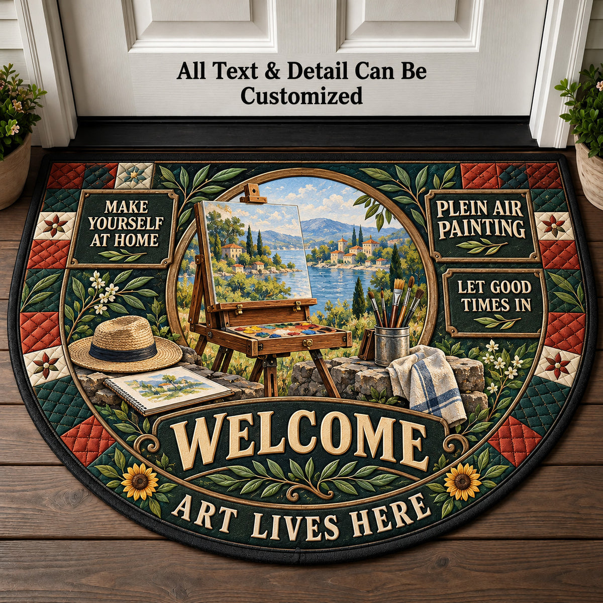 Plein Air Painting Personalized Half Round Mat | 5To9Vibe