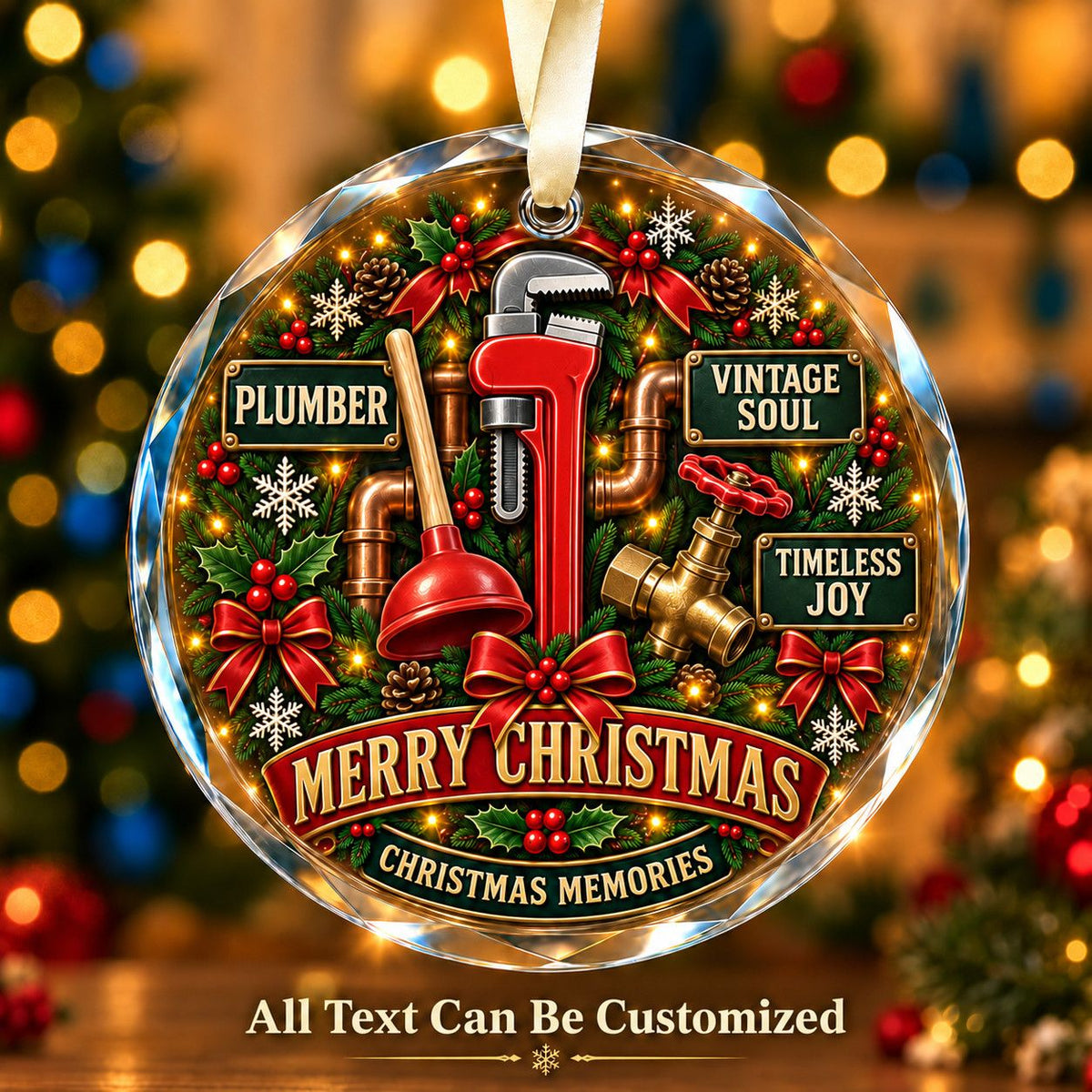 Plumber Personalized Glass Ornament | 5To9Vibe