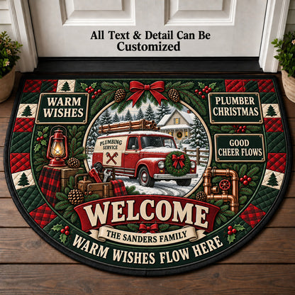 Plumber Christmas Personalized Half Round Mat | 5To9Vibe