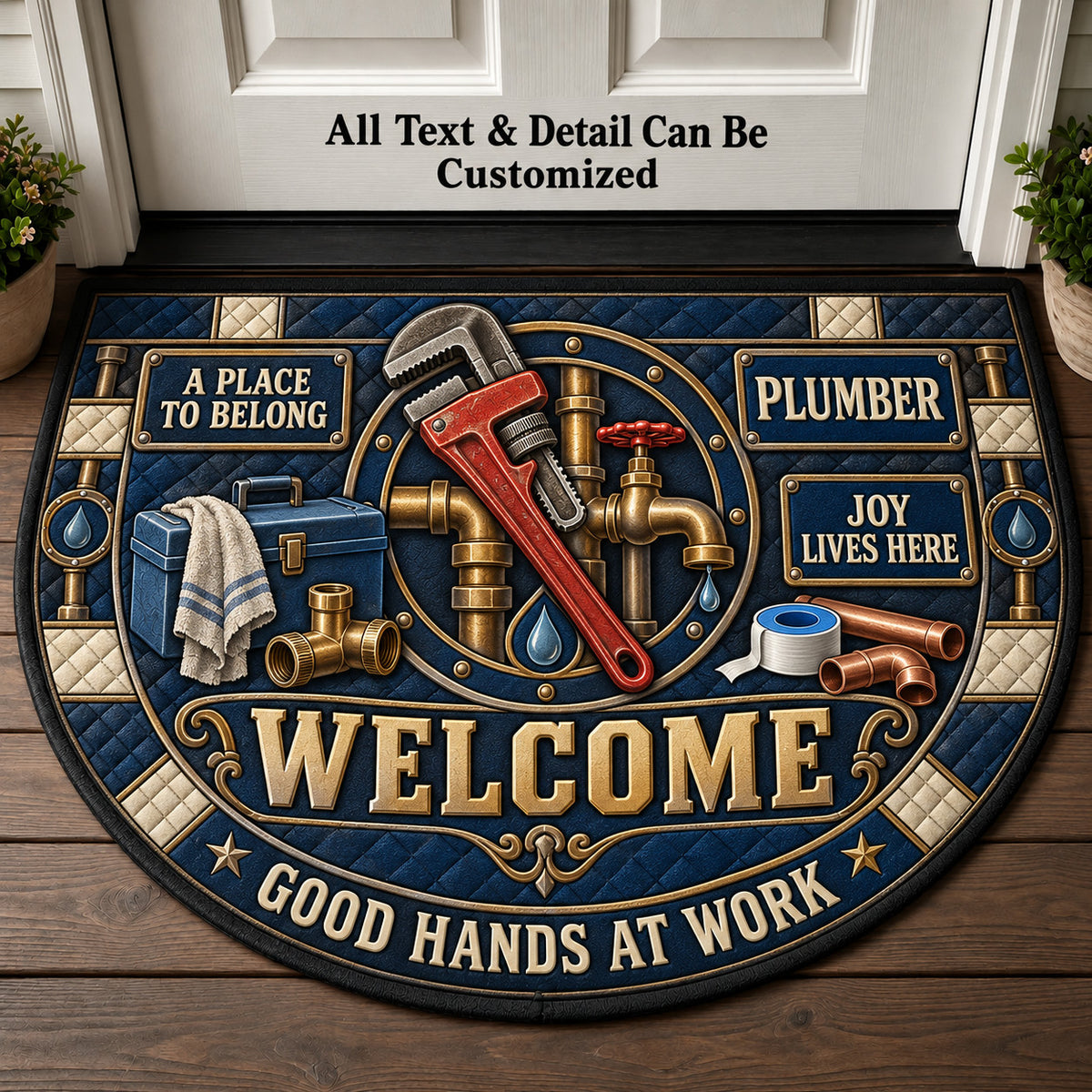 Plumber Personalized Half Round Mat | 5To9Vibe