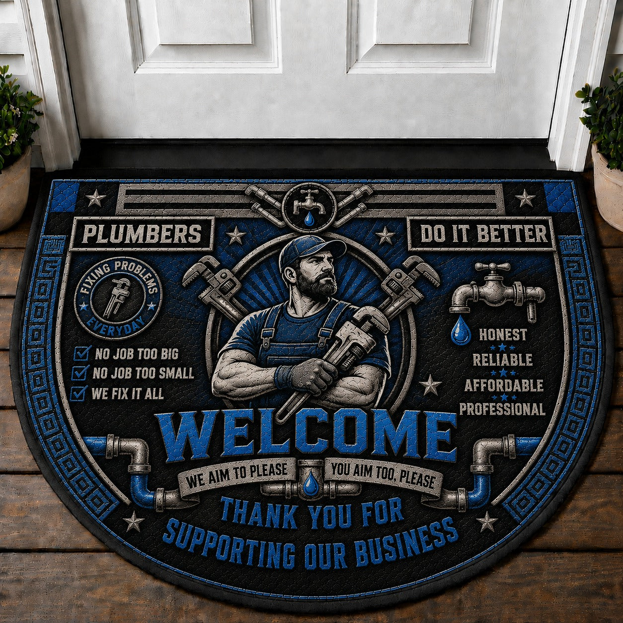 US Military Pride Quilted Print Premium Welcome Mat – Personalized Doormat