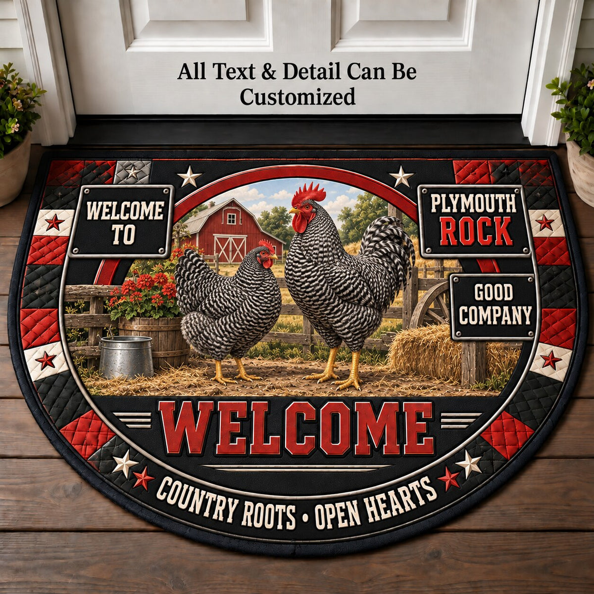 Plymouth Rock Personalized Half Round Mat | 5To9Vibe