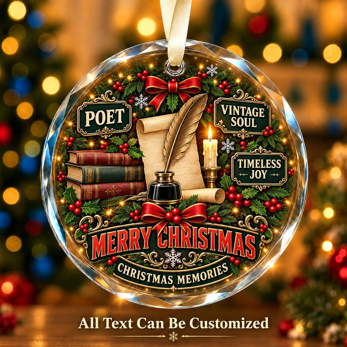 Poet Personalized Glass Ornament | 5To9Vibe
