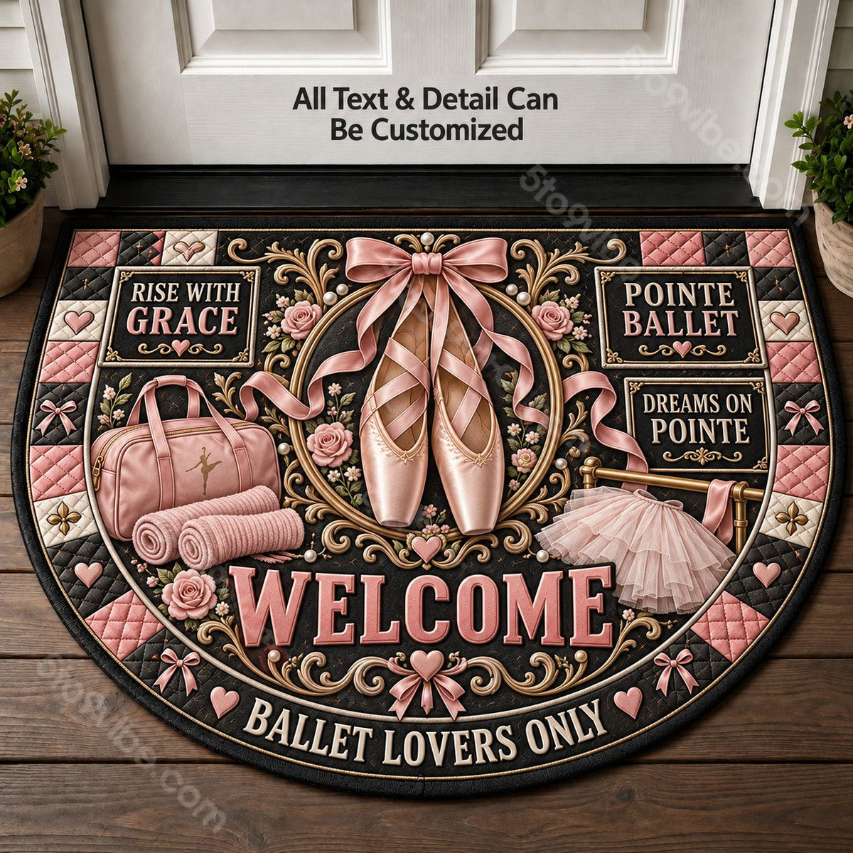 Pointe Ballet Personalized Half Round Mat | 5To9Vibe
