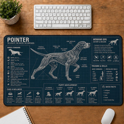 Pointer Dog Breed Visual Guide Desk Mat | 5To9Vibe