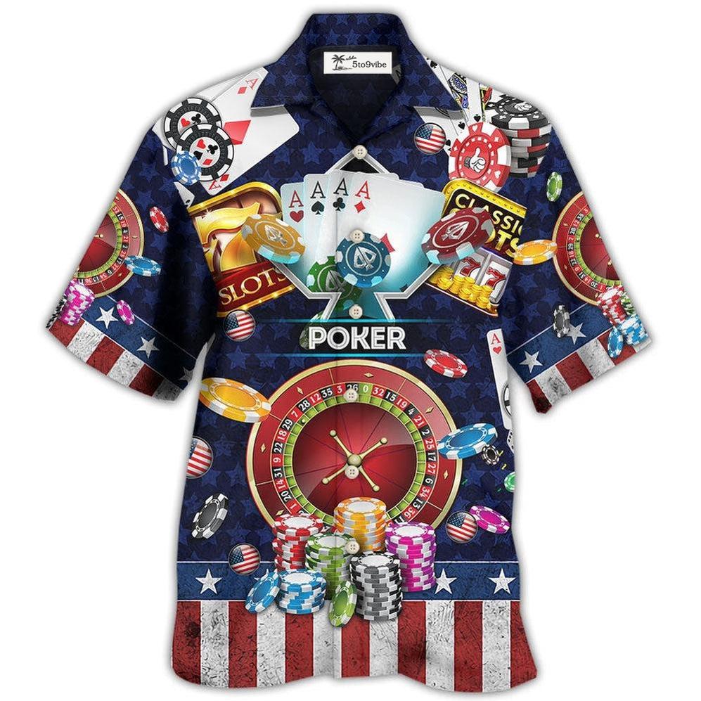 Hawaiian Shirt / Adults / S Poker US Flag Independence Day - Hawaiian Shirt 