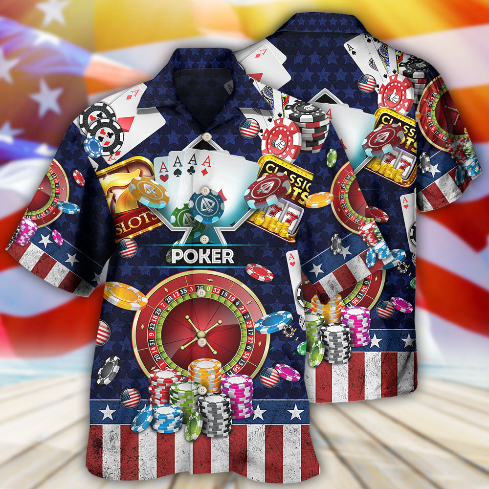 Poker US Flag Independence Day - Hawaiian Shirt 