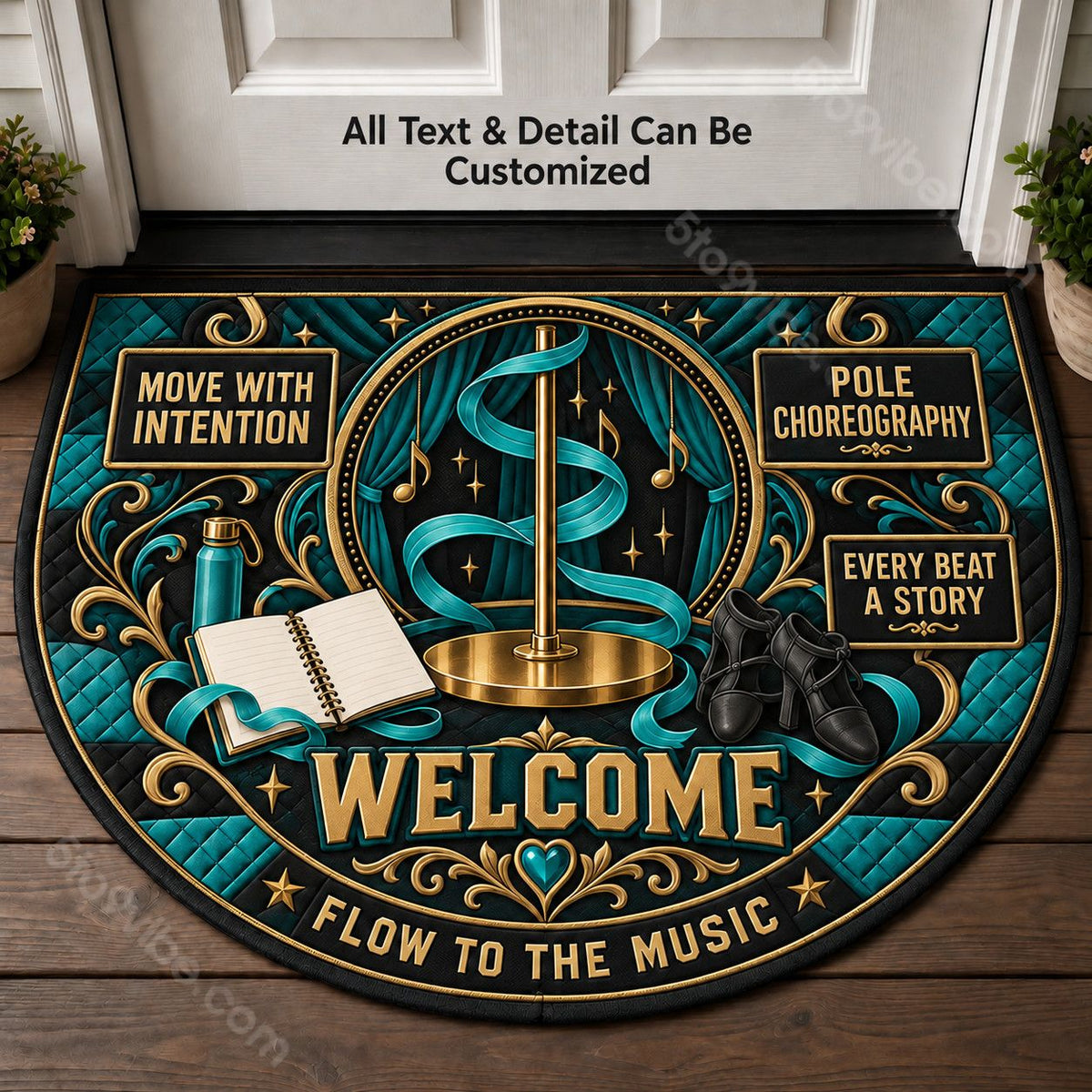 Pole Choreography Personalized Half Round Mat | 5To9Vibe