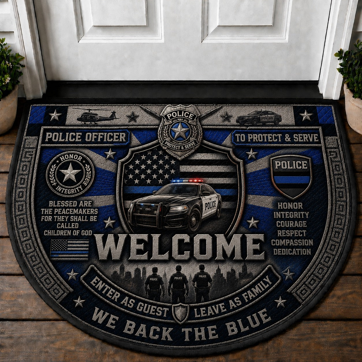 US Military Pride Quilted Print Premium Welcome Mat – Personalized Doormat