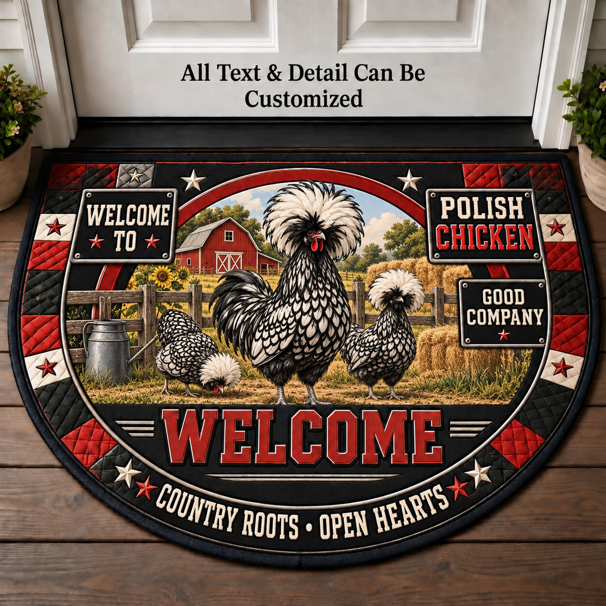 Polish Chicken Personalized Half Round Mat | 5To9Vibe