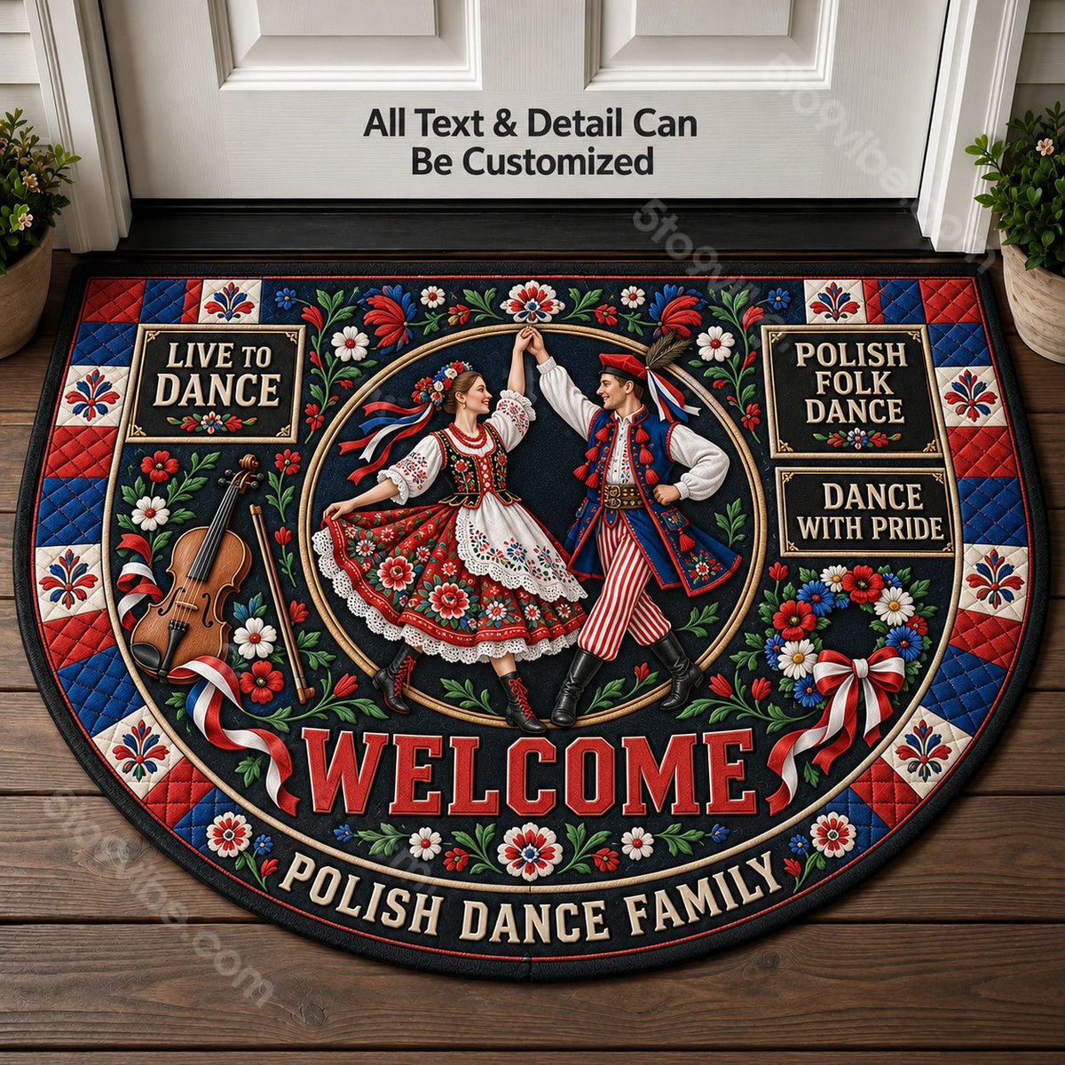 Polish Folk Dance Personalized Half Round Mat | 5To9Vibe