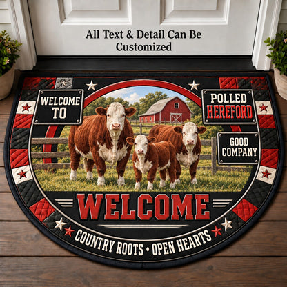 Polled Hereford Personalized Half Round Mat | 5To9Vibe