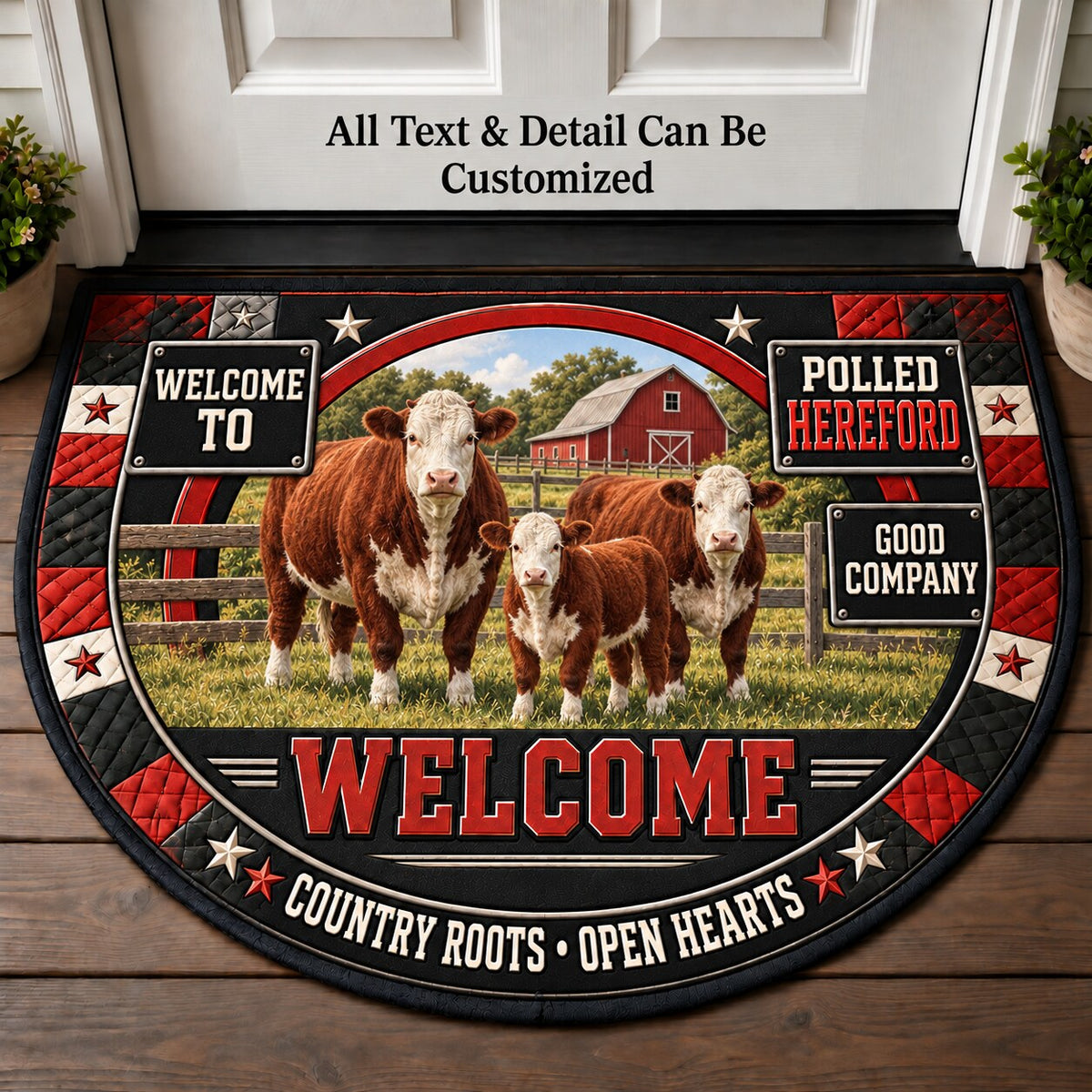 Polled Hereford Personalized Half Round Mat | 5To9Vibe