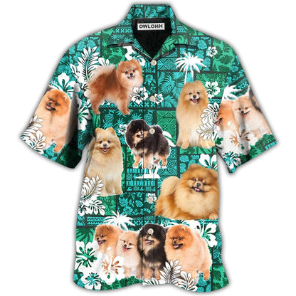 Hawaiian Shirt / Adults / S Pomeranian Green Tropical Dog Lover - Hawaiian Shirt 