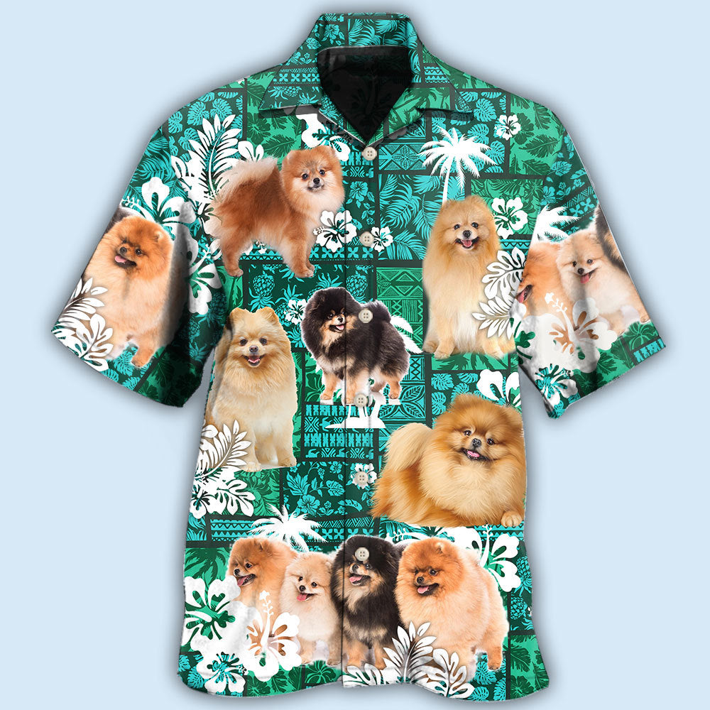 Pomeranian Green Tropical Dog Lover - Hawaiian Shirt 