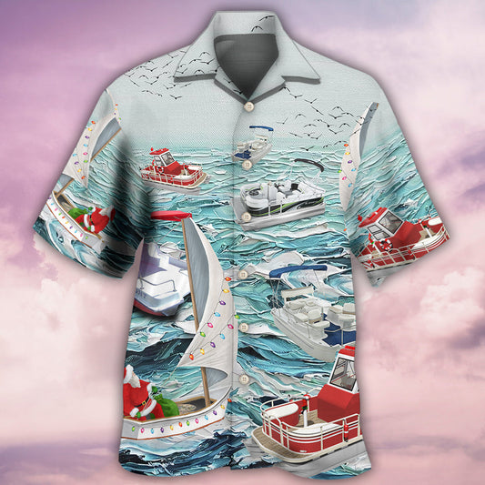 Pontoon Sailing To Christmas - Hawaiian Shirt 