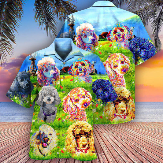 Poodle In The Beautiful Grass Field - Hawaiian Shirt 