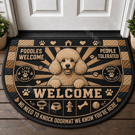 Poodle Welcome Mat – Funny "People Tolerated" Dog Breed Doormat - 5to9vibe