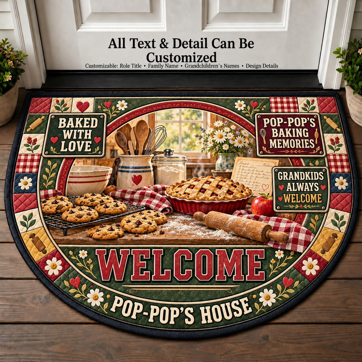 Pop-Pop's Baking Memories Personalized Half Round Mat | 5To9Vibe