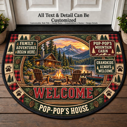 Pop-Pop's Mountain Cabin Personalized Half Round Mat | 5To9Vibe