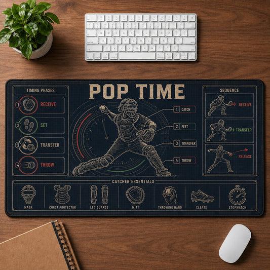 Pop Time Baseball Blueprint Desk Mat | 5To9Vibe