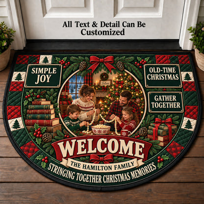 Popcorn Garland Christmas Personalized Half Round Mat | 5To9Vibe