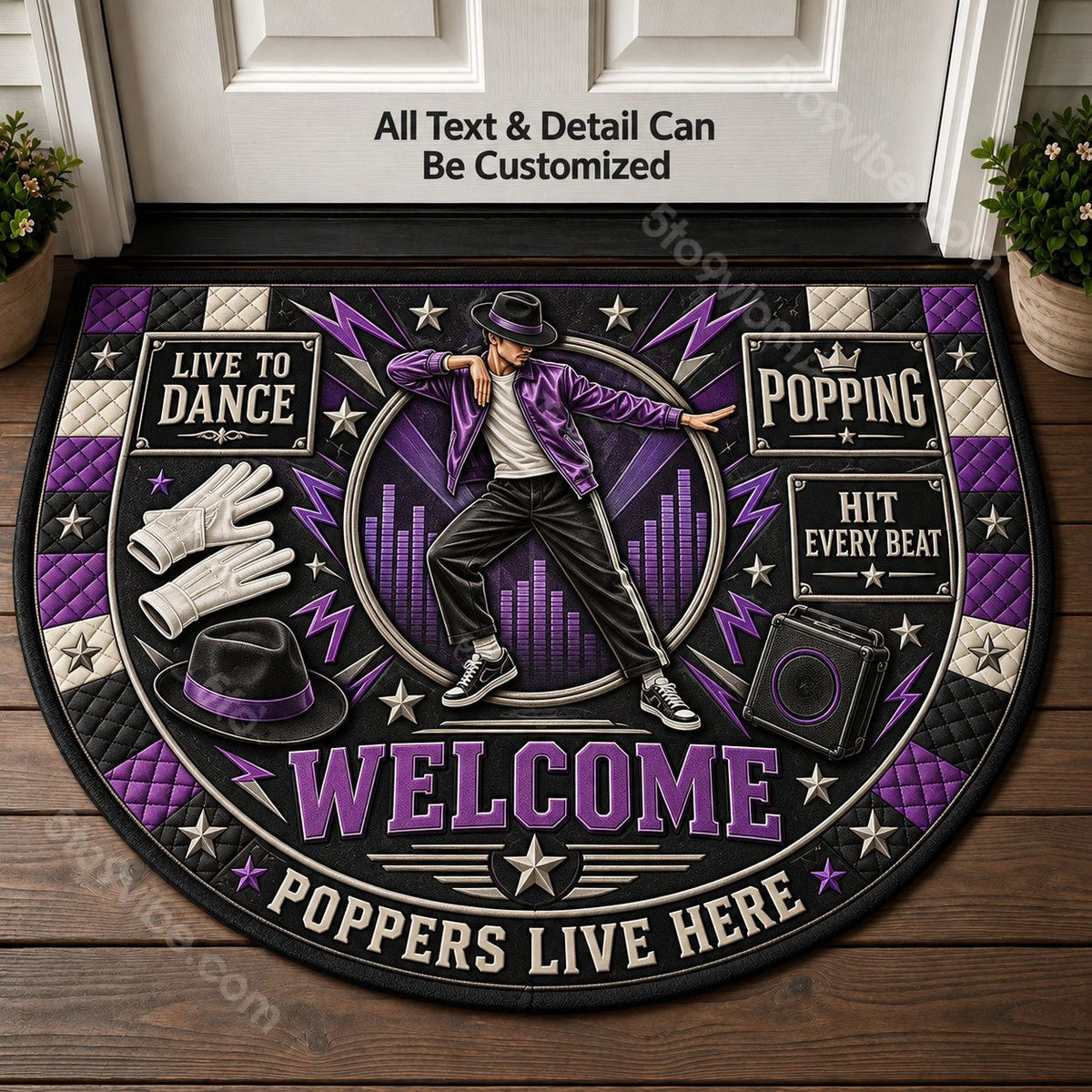 Popping Personalized Half Round Mat | 5To9Vibe