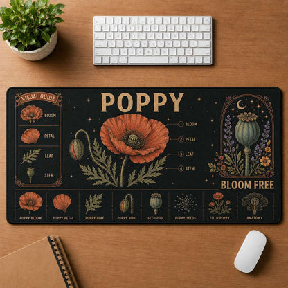 Botanical Garden Hippie Desk Mat Mouse Pad | 5To9Vibe - Poppy style