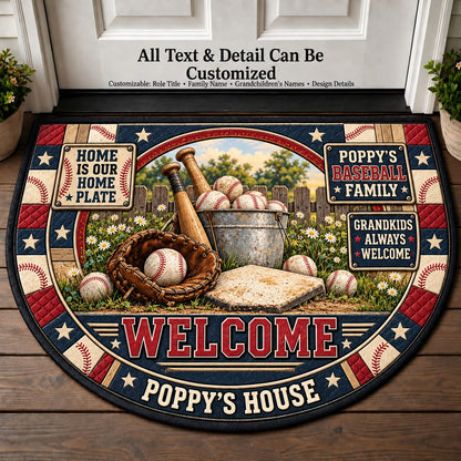 Poppy's Baseball Family Personalized Half Round Mat | 5To9Vibe
