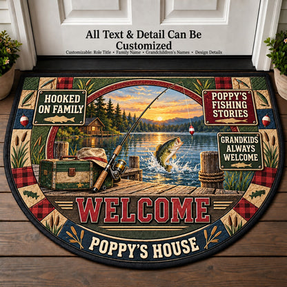 Poppy's Fishing Stories Personalized Half Round Mat | 5To9Vibe