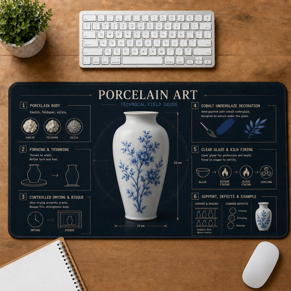 Porcelain Art Creative Reference Guide Desk Mat | 5To9Vibe