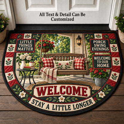 Porch Swing Evenings Personalized Half Round Mat | 5To9Vibe