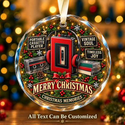 Portable Cassette Player Personalized Glass Ornament | 5To9Vibe