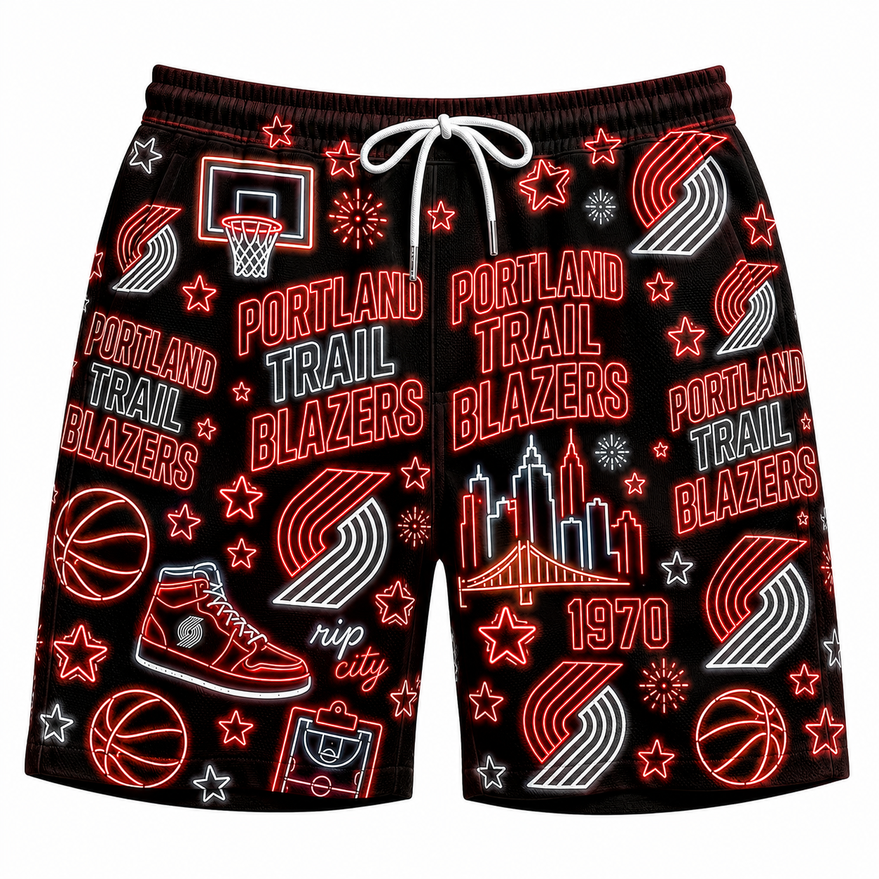 All Basketball Teams Neon Pattern Vibe Summer Party Button-Up Unisex Hawaiian Shirt For Men and Women