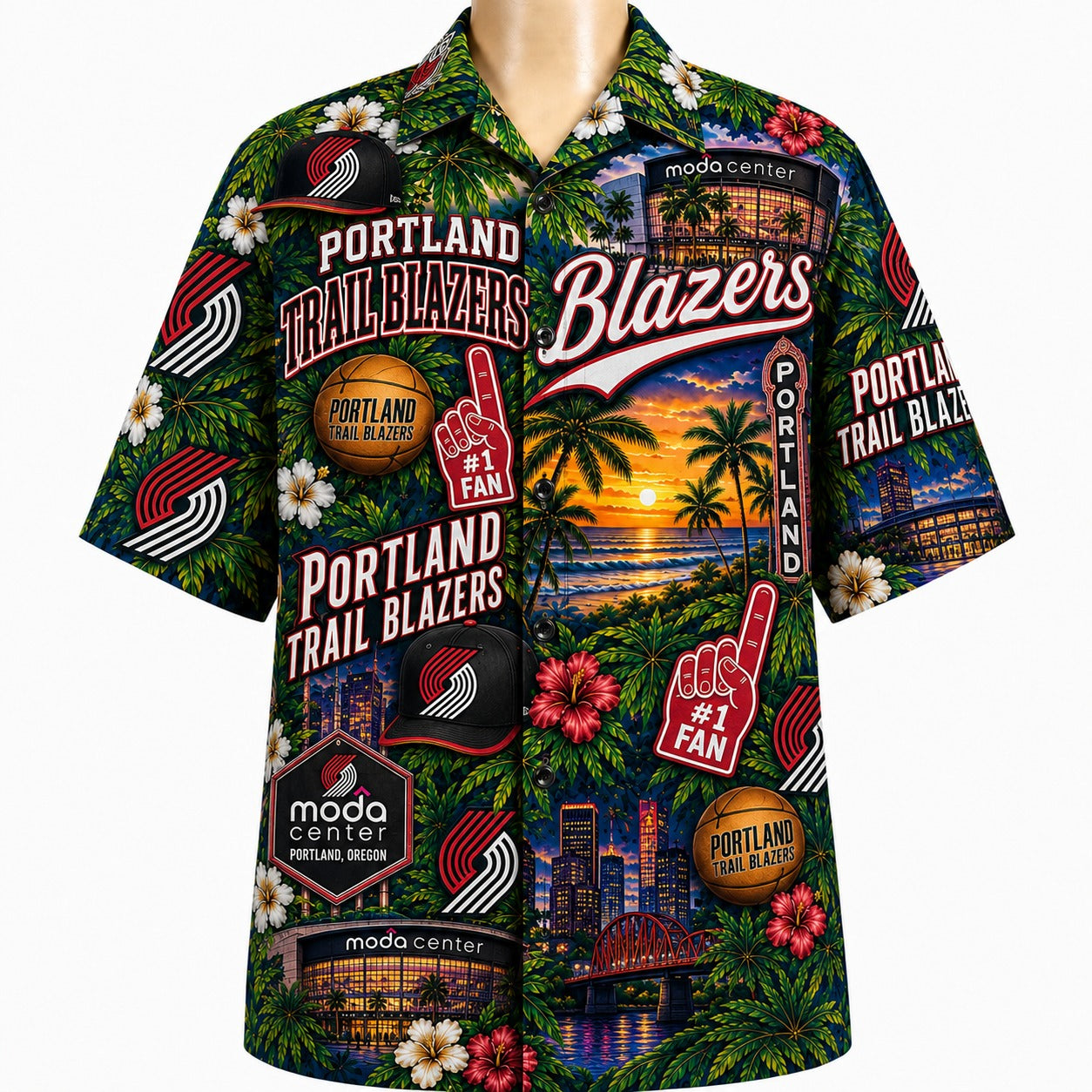 All Basketball Teams Tropical Sunset Paradise Pattern Vibe Summer Party Button-Up Unisex Hawaiian Shirt For Men and Women
