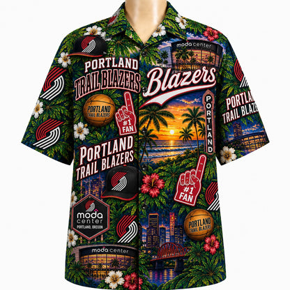 All Basketball Teams Tropical Sunset Paradise Pattern Vibe Summer Party Button-Up Unisex Hawaiian Shirt For Men and Women