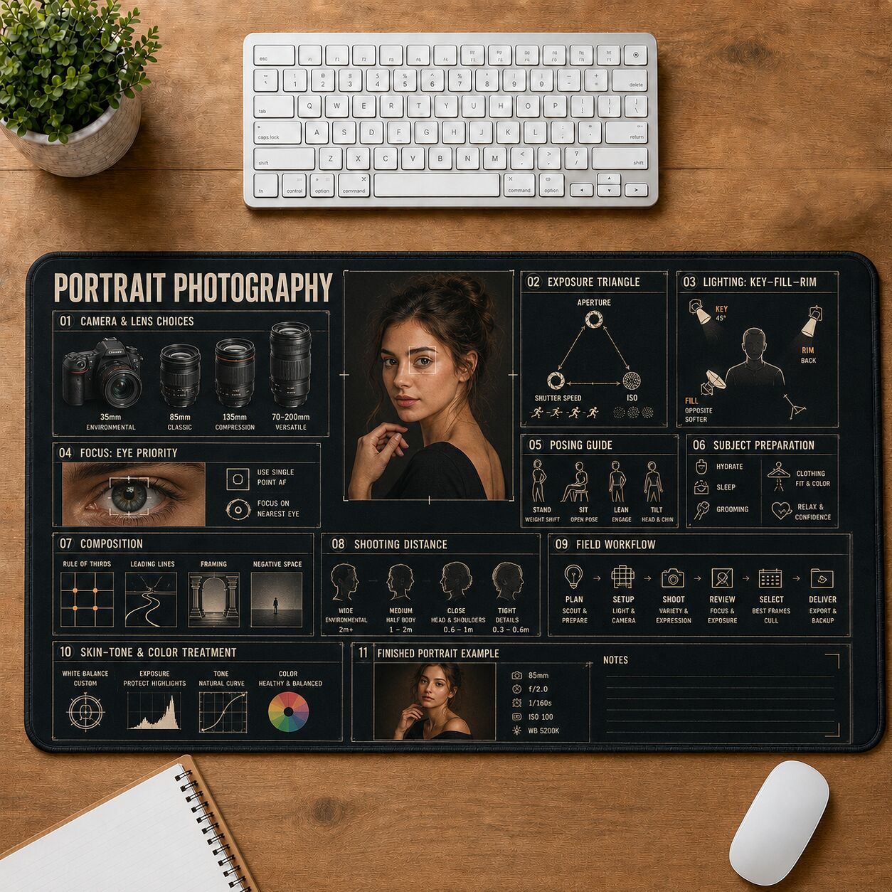 Portrait Photography Creative Reference Guide Desk Mat | 5To9Vibe