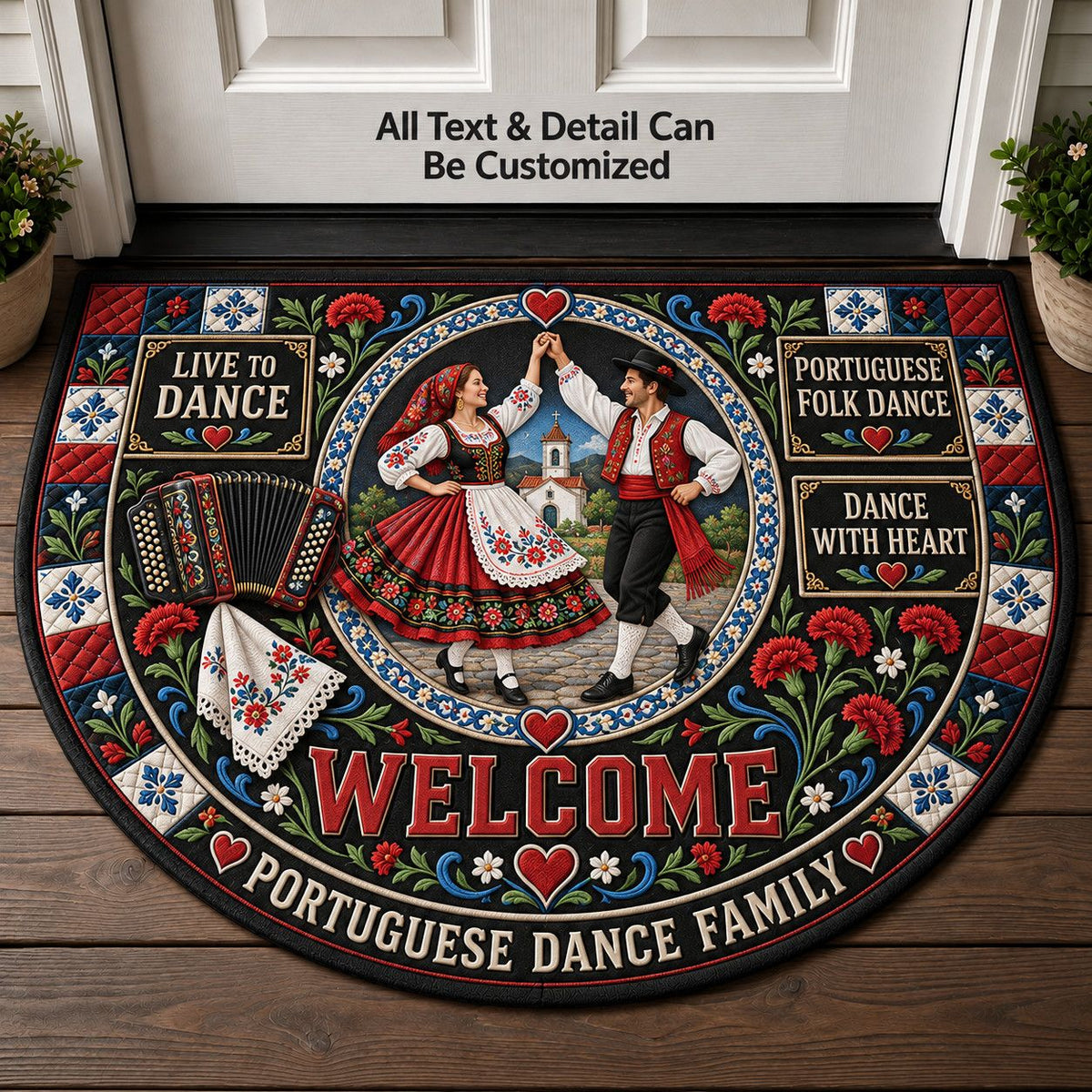 Portuguese Folk Dance Personalized Half Round Mat | 5To9Vibe