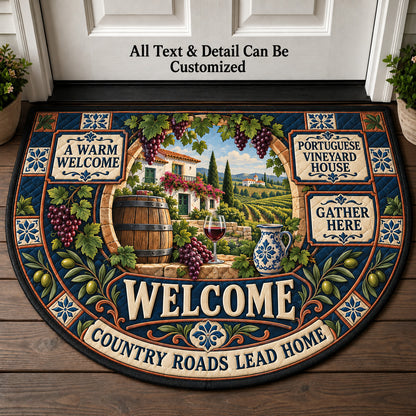 Portuguese Vineyard House Personalized Half Round Mat | 5To9Vibe